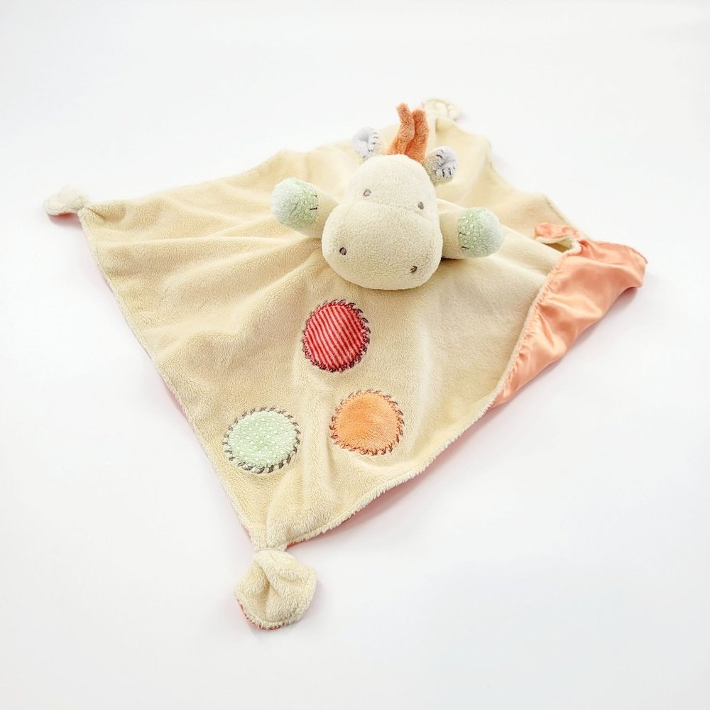Carter's Giraffe Lovey Security Blanket Satin Bottom Plush Rattle Yellow Orange